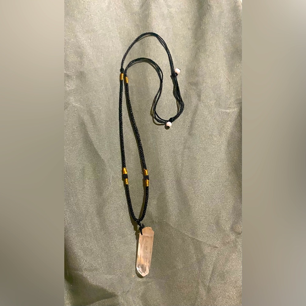Clear quartz crystal pendulum necklace